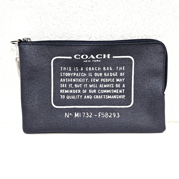 NWT Coach Story Patch Dark Charoal Grey Pouch - Picture 1 of 9